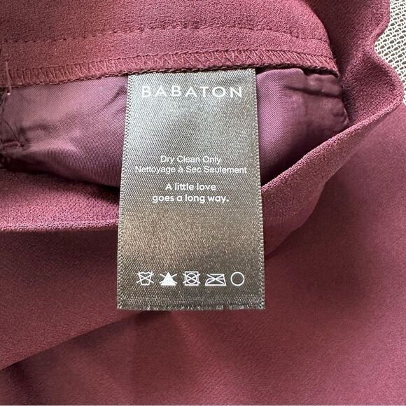 Aritzia Babaton Conan Terado Pant in Plum  with white stripe Sz 00 - Picture 8 of 12